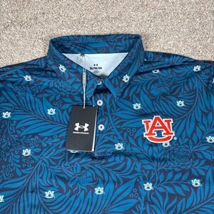 Under Armour Auburn Tigers Golf Polo Shirt XL/TG/EG Loose Fit Floral Print NCAA